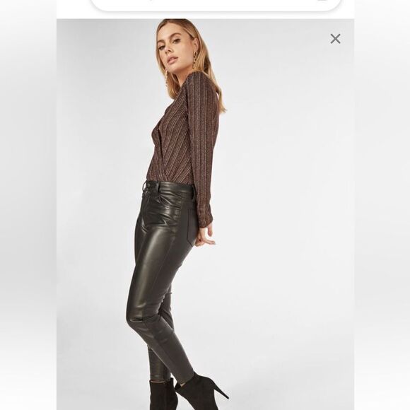 Just Fab Long Sleeve Surplice bodysuit, size S - Picture 3 of 10